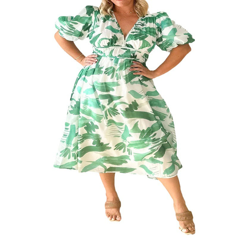 2023 Summer Elegant Floral V-Neck Maxi Dress (Plus Size)