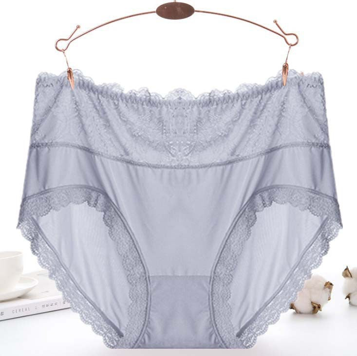 High Waist Ice Silk Lace Plus Size Women's Briefs