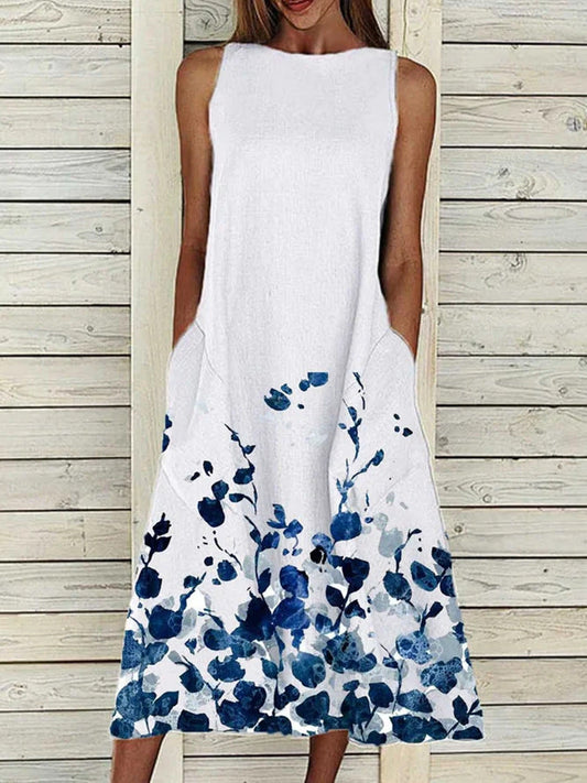Printed Sleeveless Dress Cool And Loose Plus Size Long Dress