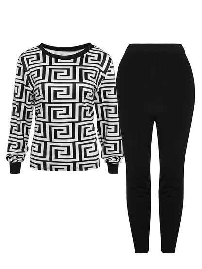Plus Size Printed Matching Set
