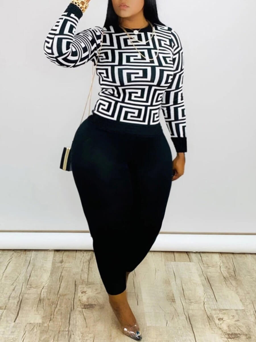 Plus Size Printed Matching Set