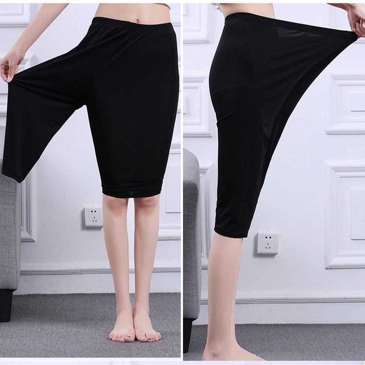 Plus Size Summer Ice Silk Leggings for Curvy Fit