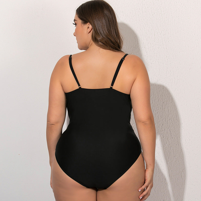 Plus Size Lace Trim One-Piece Swimsuit for Women