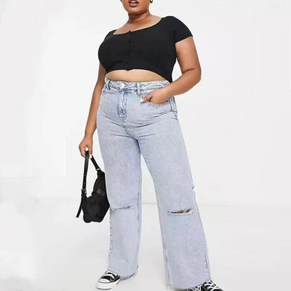 Chic Plus Size Cotton Jeans