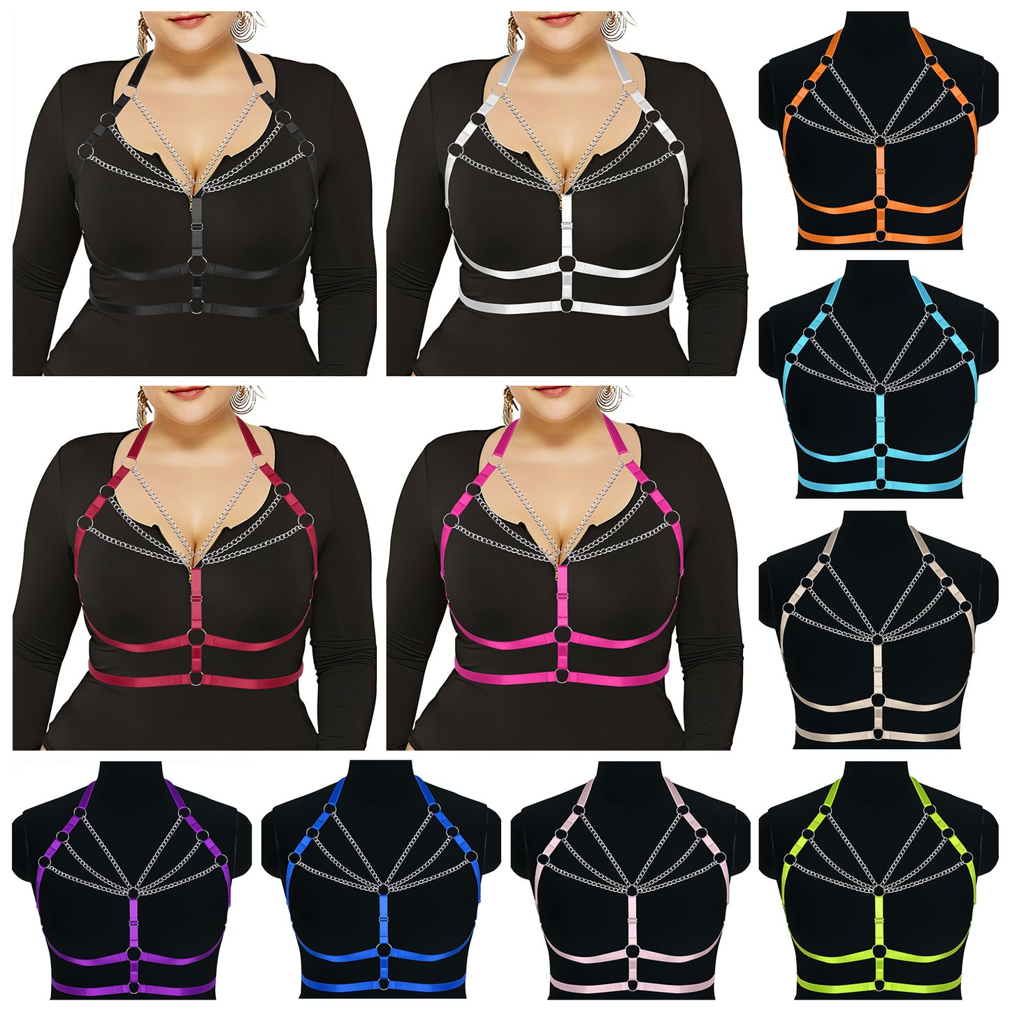 Punk Adjustable Body Chain Top for Halloween Plus Size