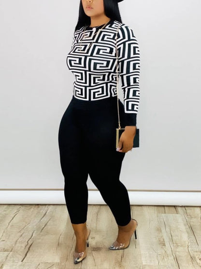 Plus Size Printed Matching Set