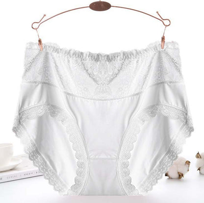 High Waist Ice Silk Lace Plus Size Women's Briefs