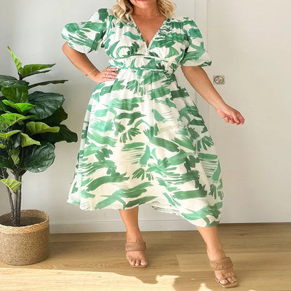 2023 Summer Elegant Floral V-Neck Maxi Dress (Plus Size)