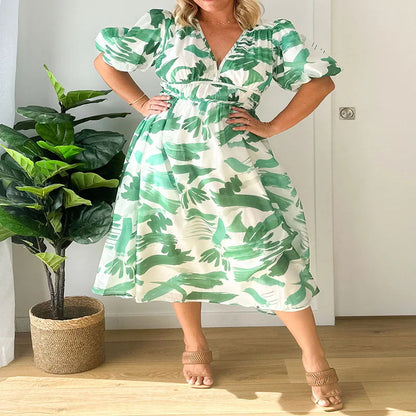 2023 Summer Elegant Floral V-Neck Maxi Dress (Plus Size)