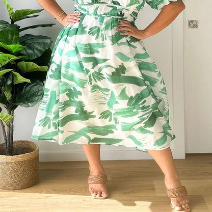 2023 Summer Elegant Floral V-Neck Maxi Dress (Plus Size)